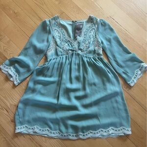 Moon Collection Mint Green Lace Embroidered Dress, Size S